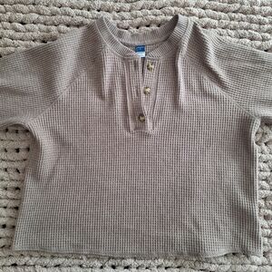 Old Navy Taupe Waffle Knit Short Sleeve Top